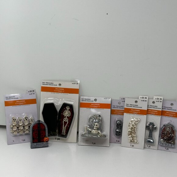 Halloween Skeletons Tombstones Miniatures Lot Celebrate It Tiny Treasures Decor - Picture 14 of 14